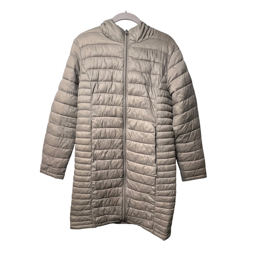 Primark Womens Jacket Super Light Packable Puffer S Taupe Hooded Quilted Coat